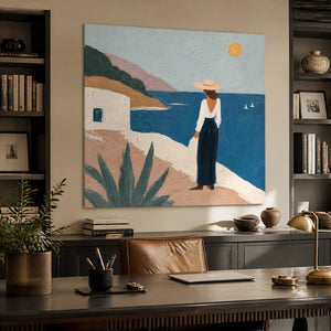 Mediterranean Pause in a refined office, frameless