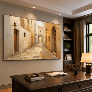 Amber Passage in a refined office, frameless