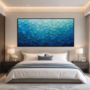 Azure Scale Field in a refined bedroom with black frame