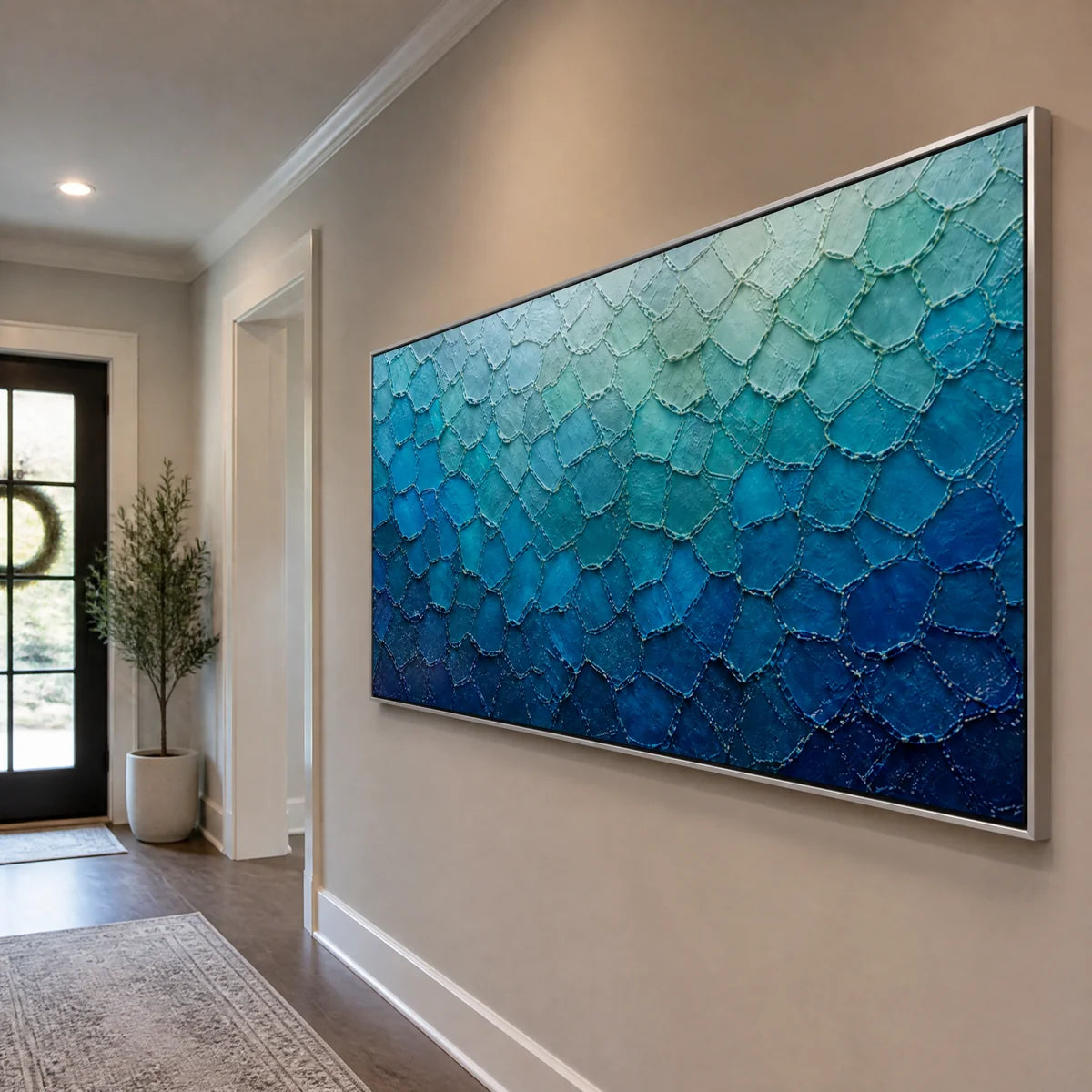 Azure Scale Field in a refined entry hall with silver frame