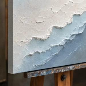 Close-up detail of Frosted Horizon showing hand-painted texture and part of the frame