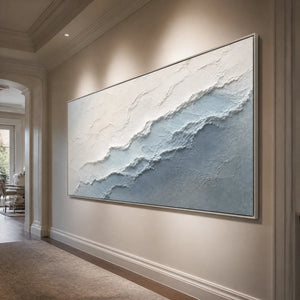 Frosted Horizon in a refined entry hall with silver frame