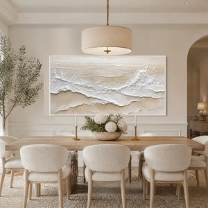 Ivory Strata in a refined dining room with white frame