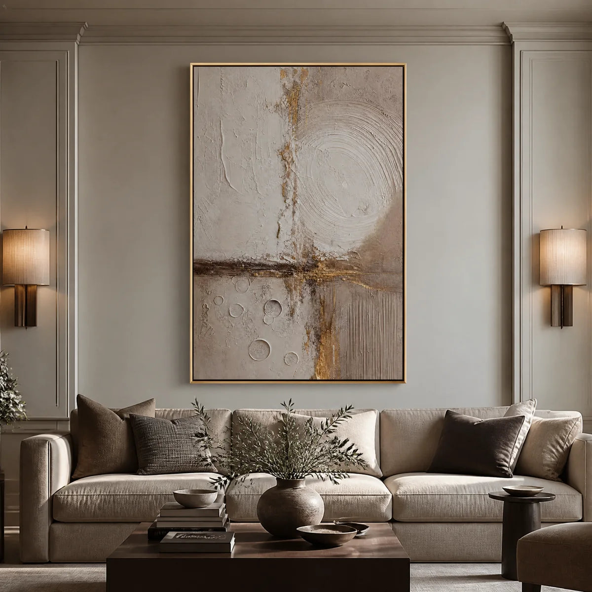 Gilded Divide in a refined living room with gold frame