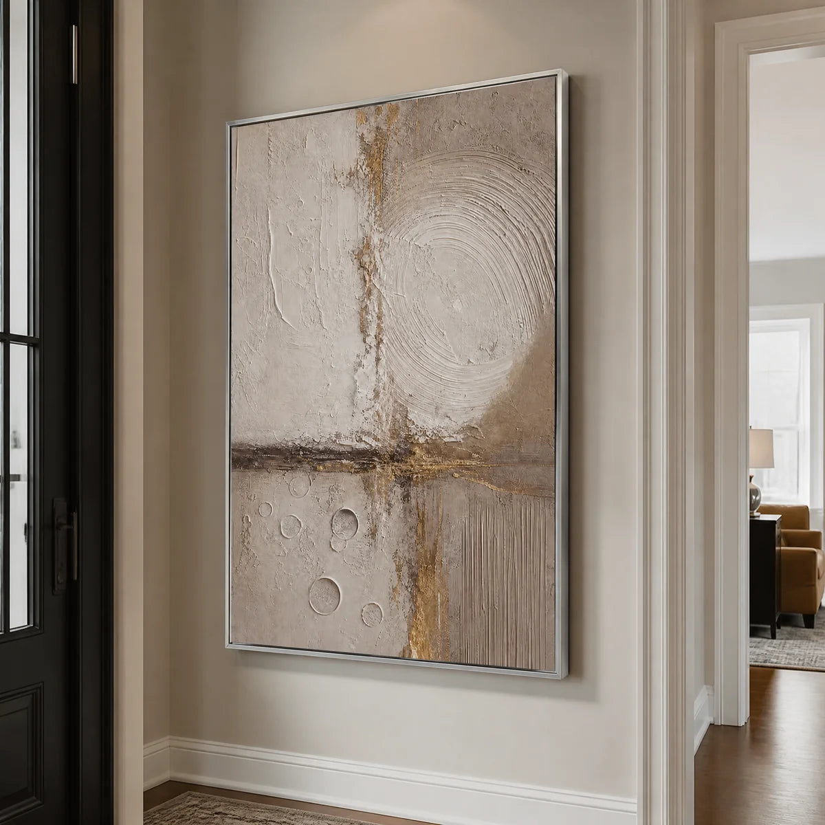 Gilded Divide in a refined entry hall with silver frame