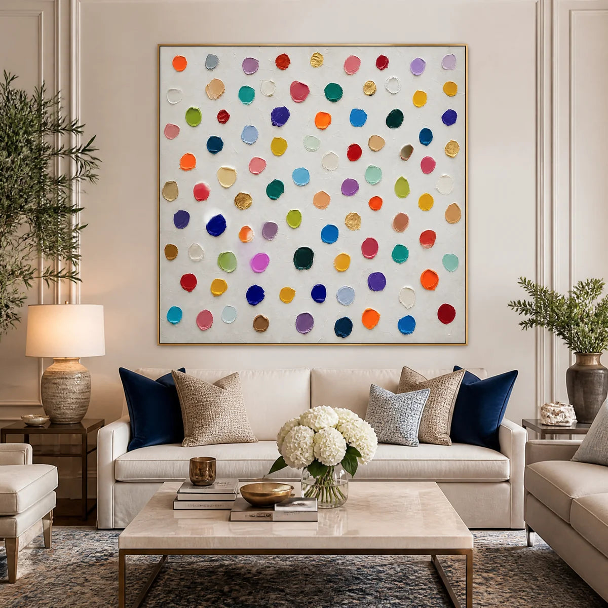Confetti Constellation in a refined living room with gold frame