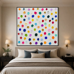 Confetti Constellation in a refined bedroom with black frame