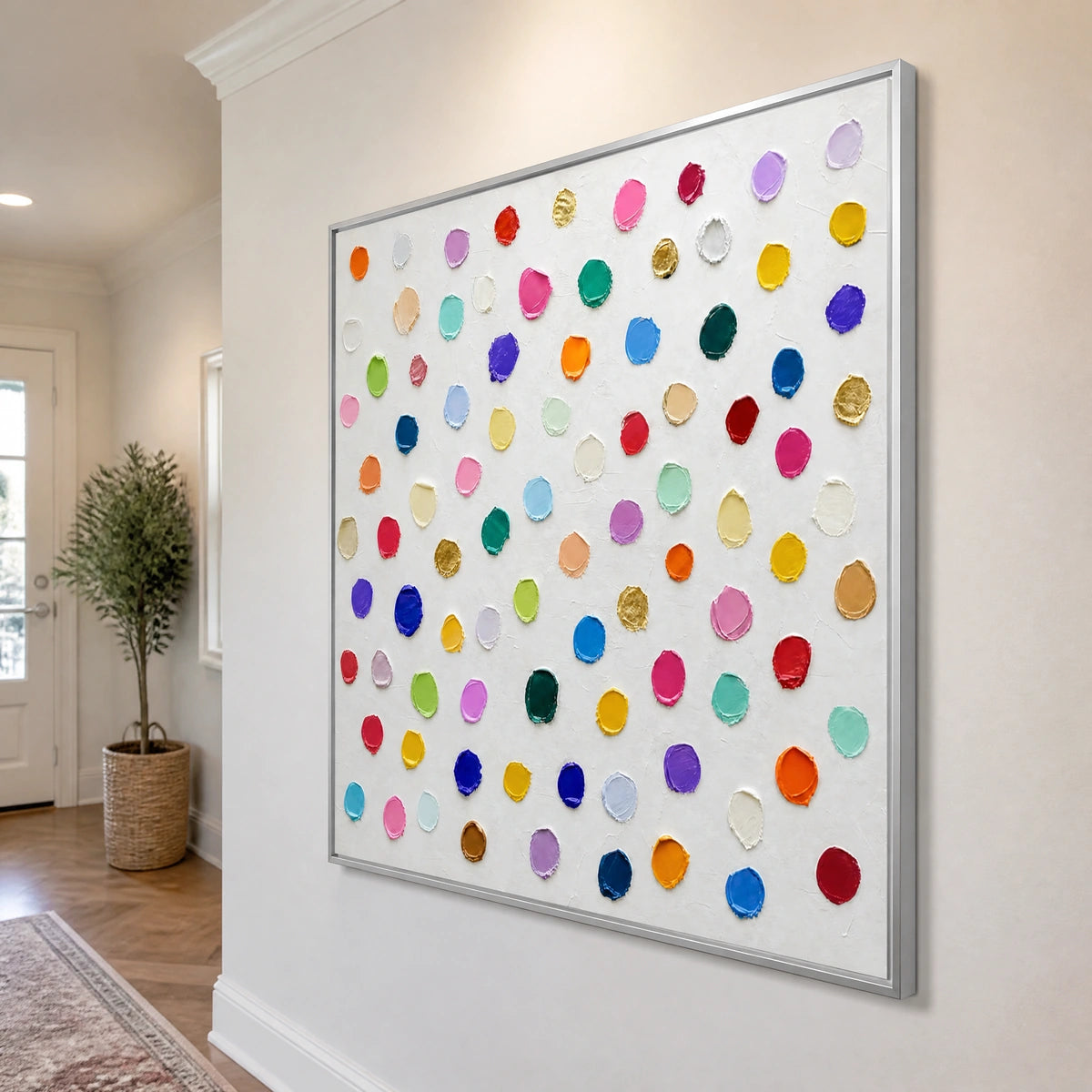 Confetti Constellation in a refined entry hall with silver frame
