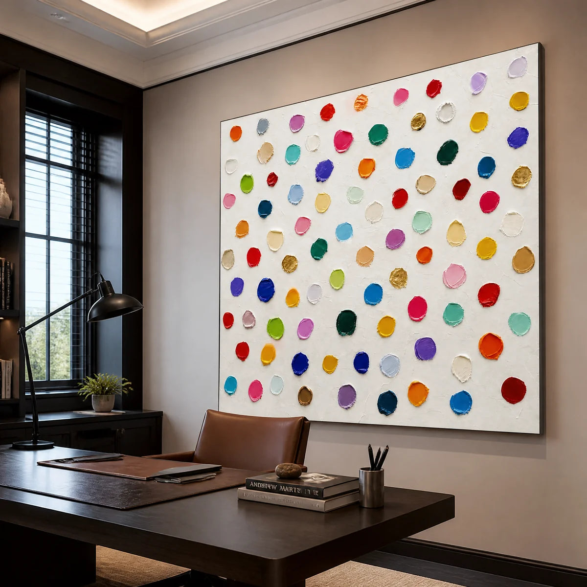 Confetti Constellation in a refined office, frameless