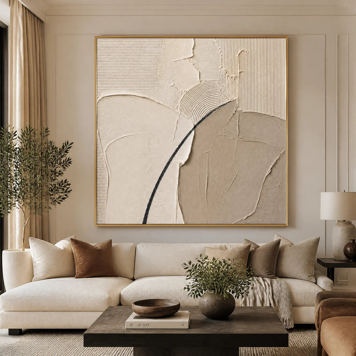 Quiet Contour in a refined living room with gold frame