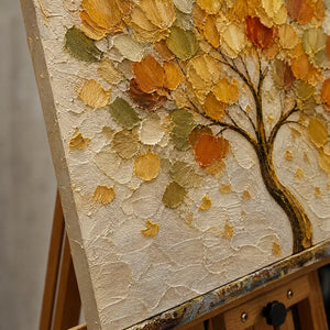 Close-up detail of Autumn Crown showing hand-painted texture and part of the frame