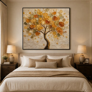 Autumn Crown in a refined bedroom with black frame