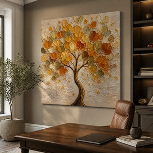 Autumn Crown in a refined office, frameless