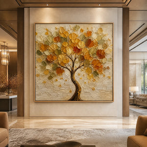 Autumn Crown in a refined hotel interior with wood frame