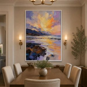 Violet Summit Glow in a refined dining room with white frame