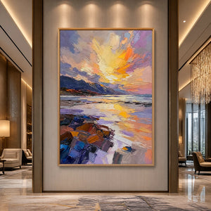Violet Summit Glow in a refined hotel interior with wood frame