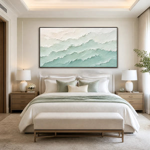 Mint Mist Ridges in a refined bedroom with black frame