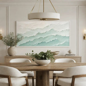 Mint Mist Ridges in a refined dining room with white frame
