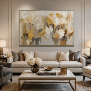 Muted Petal Chorus in a refined living room with gold frame