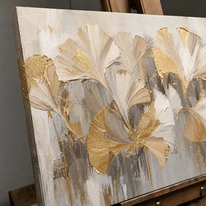 Close-up detail of Muted Petal Chorus showing hand-painted texture and part of the frame