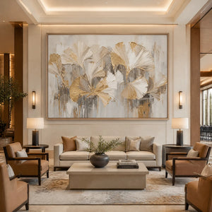 Muted Petal Chorus in a refined hotel interior with wood frame