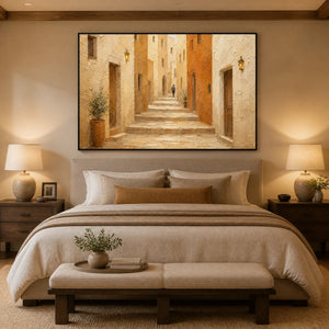 Tuscan Sun Passage in a refined bedroom with black frame