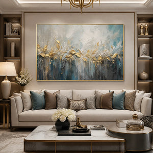 Gilded Reed Horizon in a refined living room with gold frame