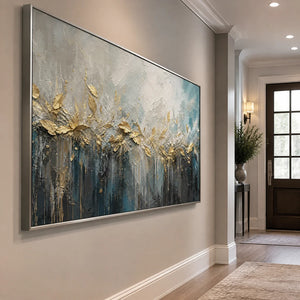 Gilded Reed Horizon in a refined entry hall with silver frame