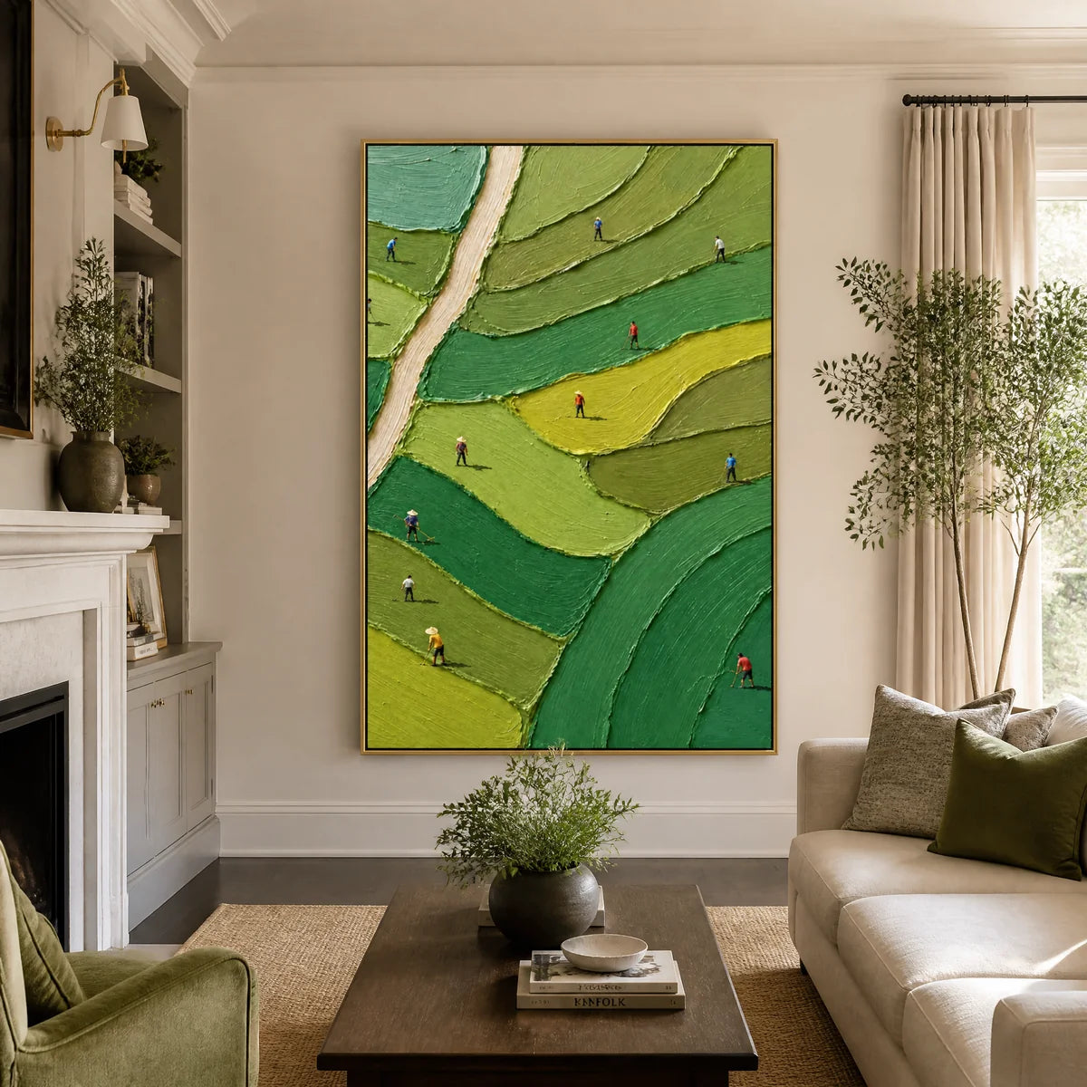 Fairway Patchwork in a refined living room with gold frame