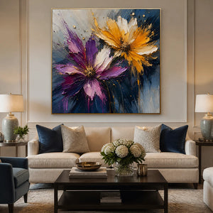 Nocturne Petals in a refined living room with gold frame