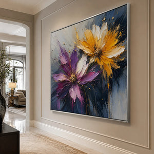 Nocturne Petals in a refined entry hall with silver frame