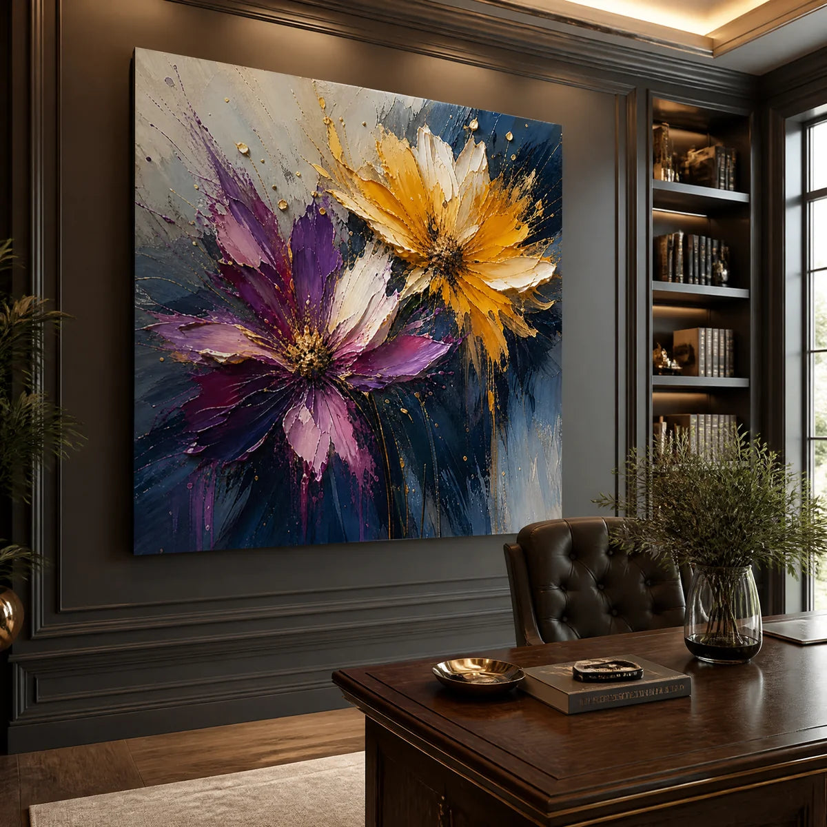 Nocturne Petals in a refined office, frameless