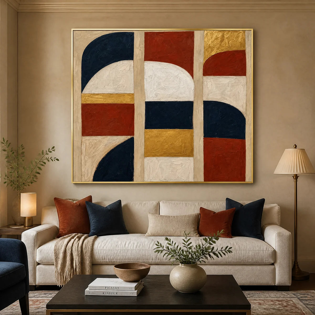 Bauhaus Arches in a refined living room with gold frame