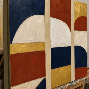 Close-up detail of Bauhaus Arches showing hand-painted texture and part of the frame