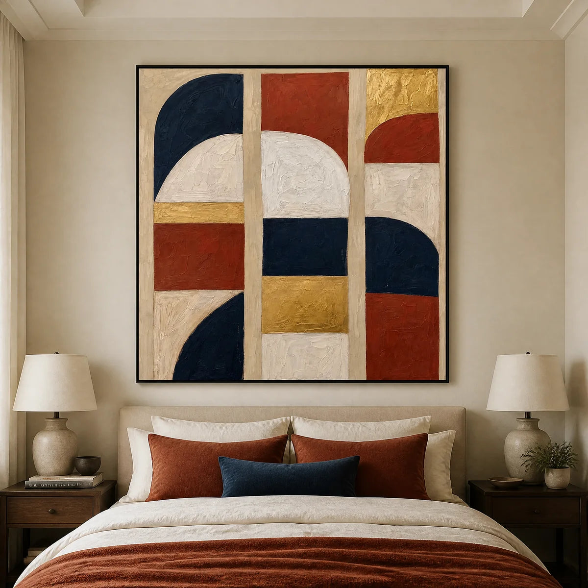 Bauhaus Arches in a refined bedroom with black frame