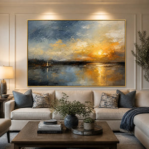 Afterglow Waterline in a refined living room with gold frame
