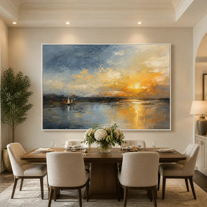 Afterglow Waterline in a refined dining room with white frame