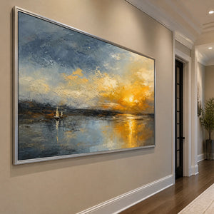 Afterglow Waterline in a refined entry hall with silver frame