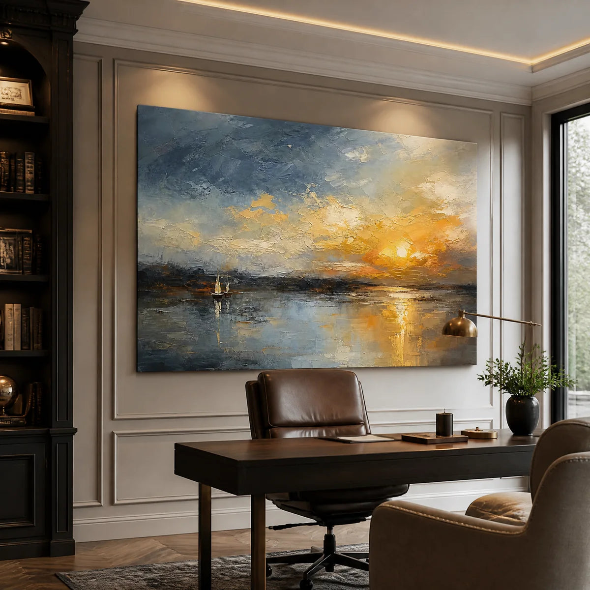 Afterglow Waterline in a refined office, frameless