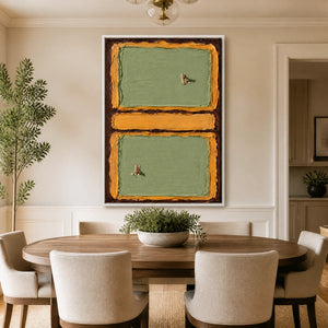 Twin Fairways in a refined dining room with white frame