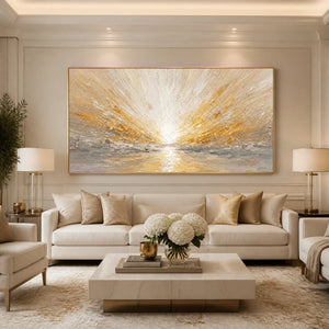 Radiant Horizon in a refined living room with gold frame