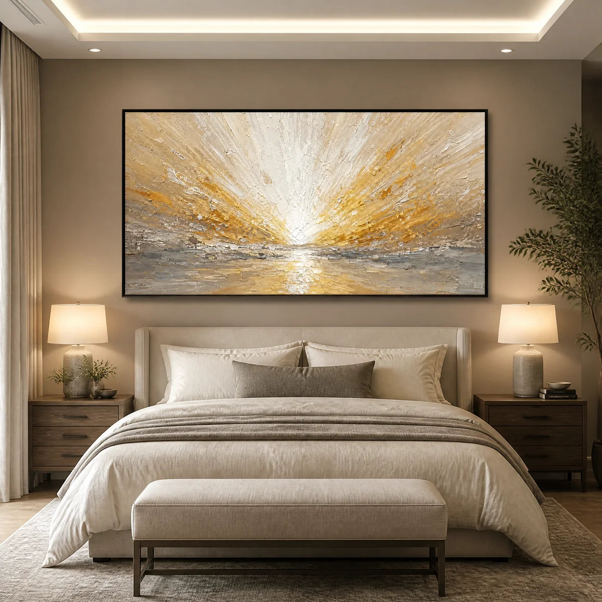 Radiant Horizon in a refined bedroom with black frame