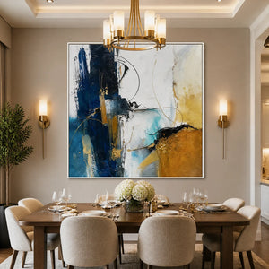 Azure Faultline in a refined dining room with white frame