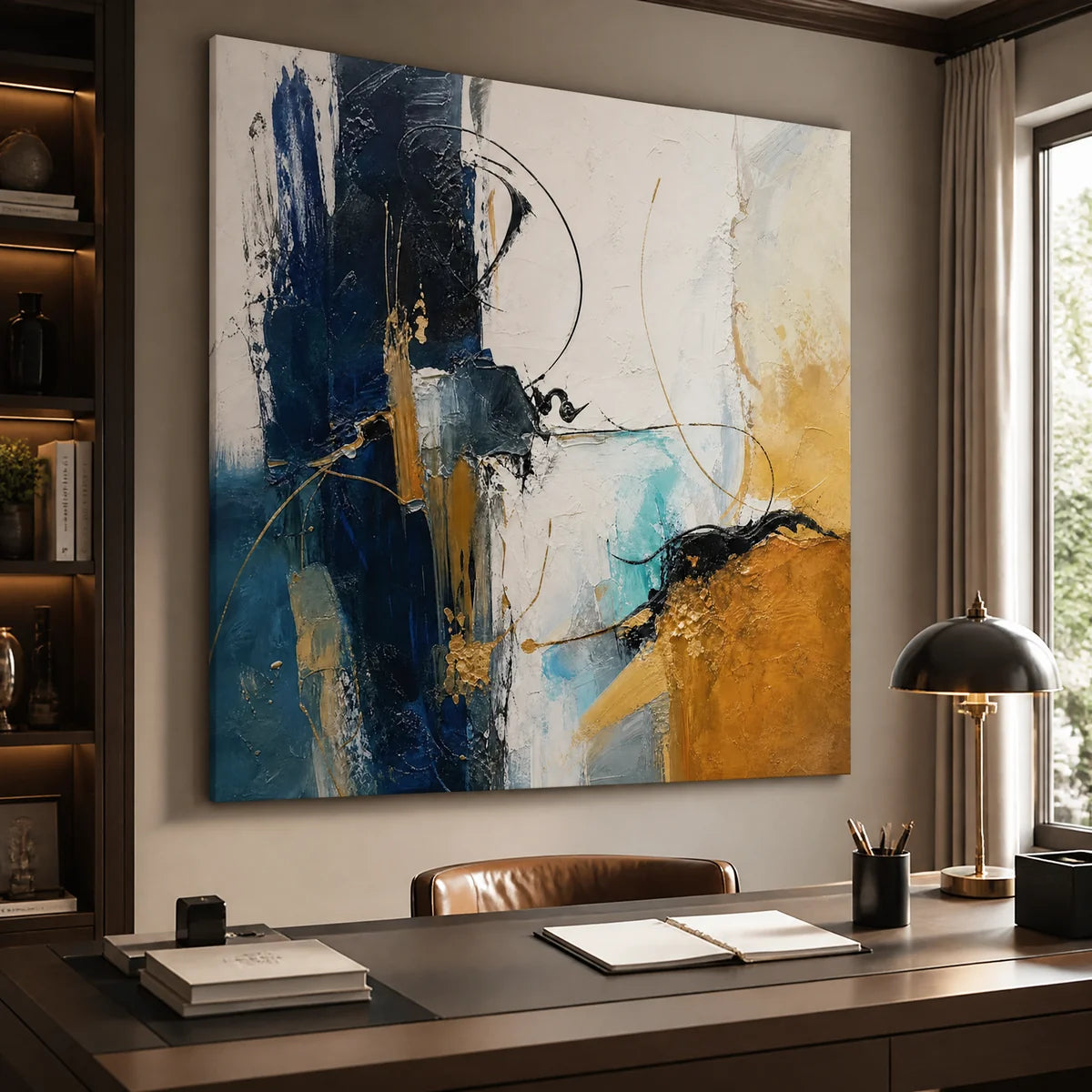 Azure Faultline in a refined office, frameless