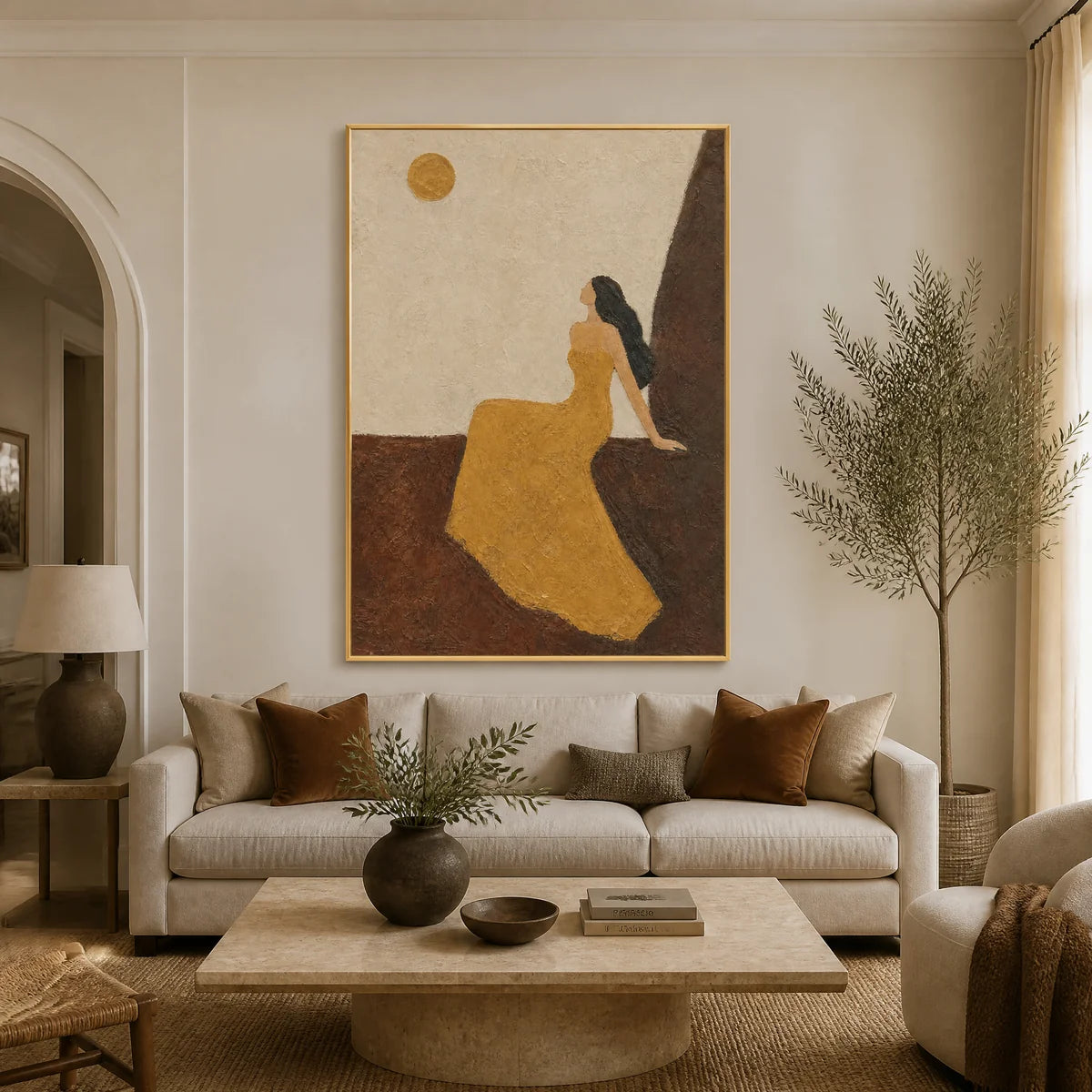 Golden Silhouette in a refined living room with gold frame
