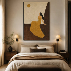 Golden Silhouette in a refined bedroom with black frame