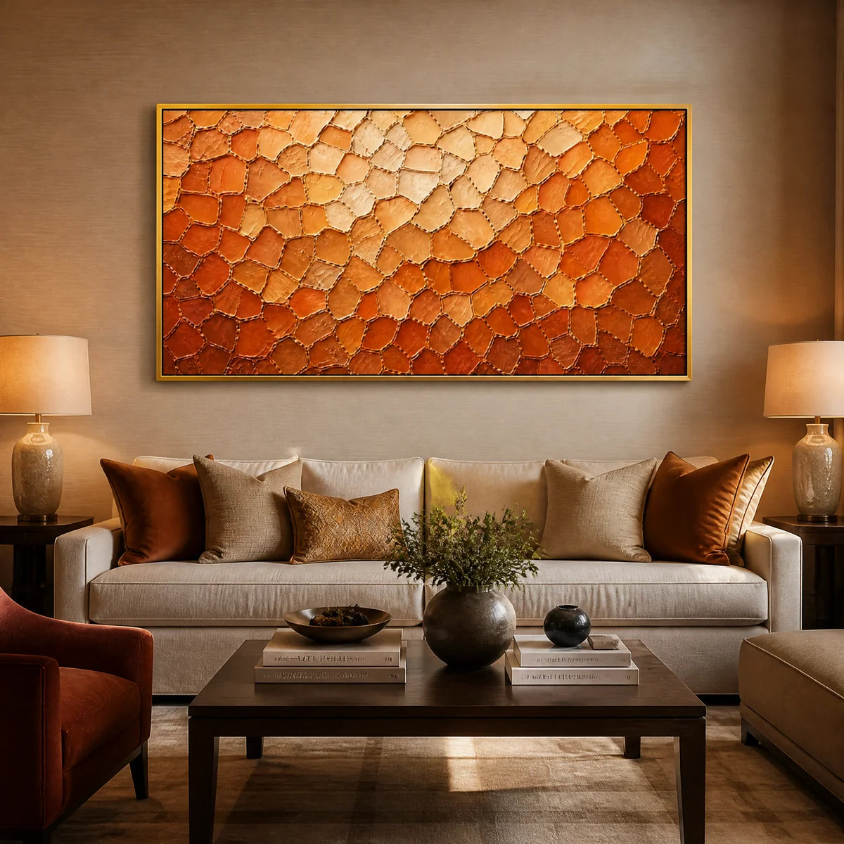 Ember Scale Field in a refined living room with gold frame