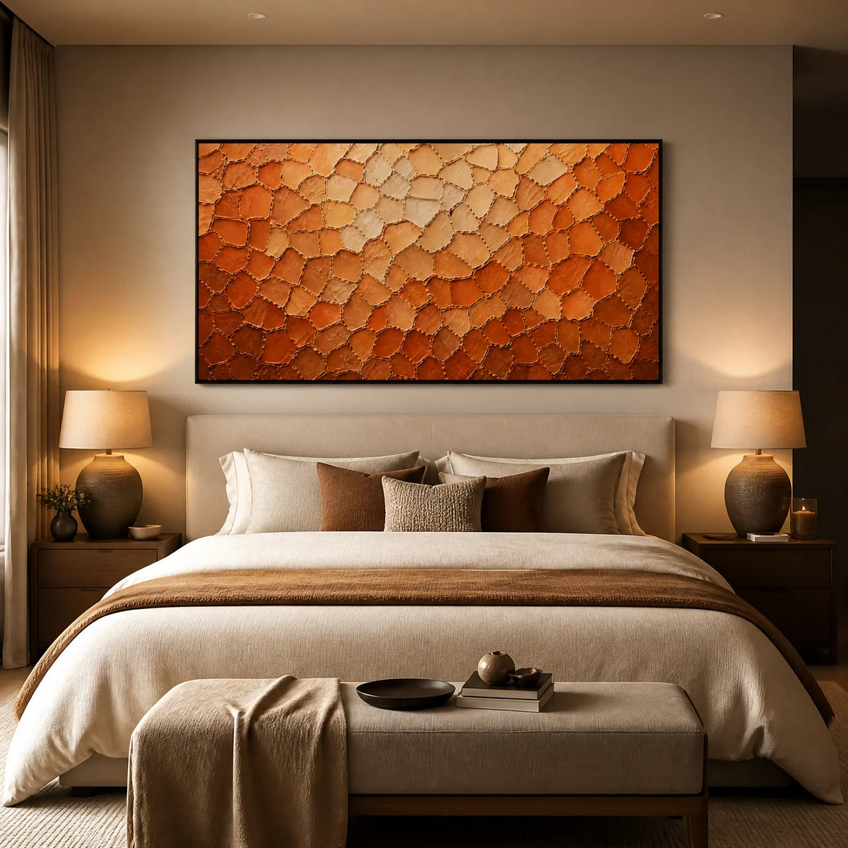 Ember Scale Field in a refined bedroom with black frame