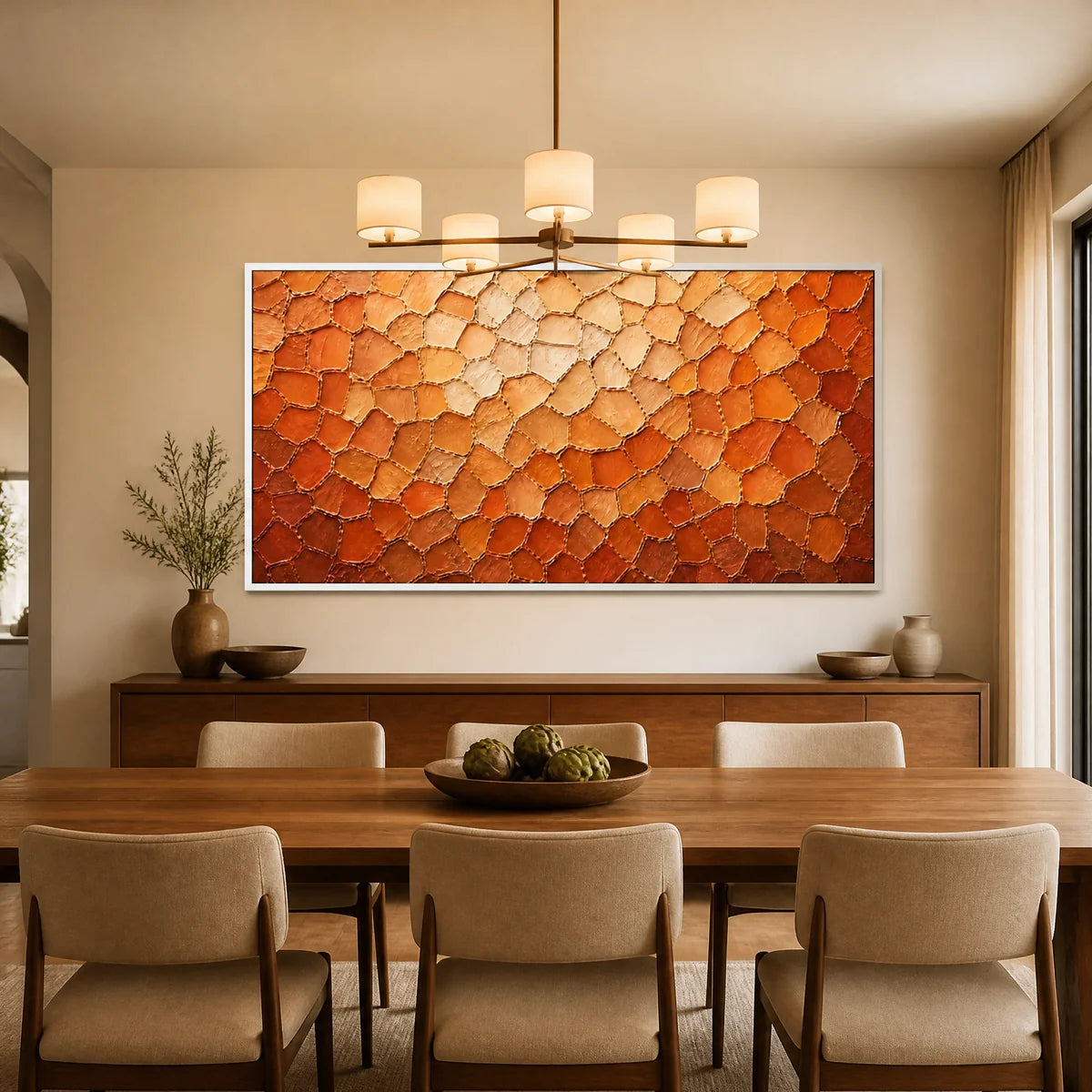 Ember Scale Field in a refined dining room with white frame