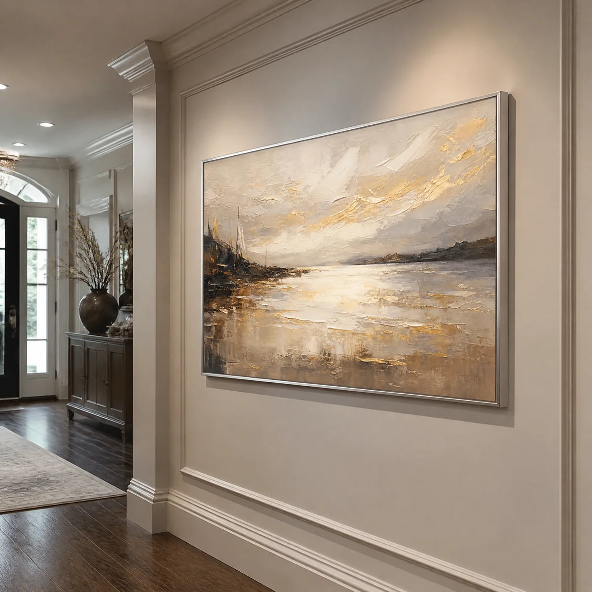 Mist Over Estuary in a refined entry hall with silver frame